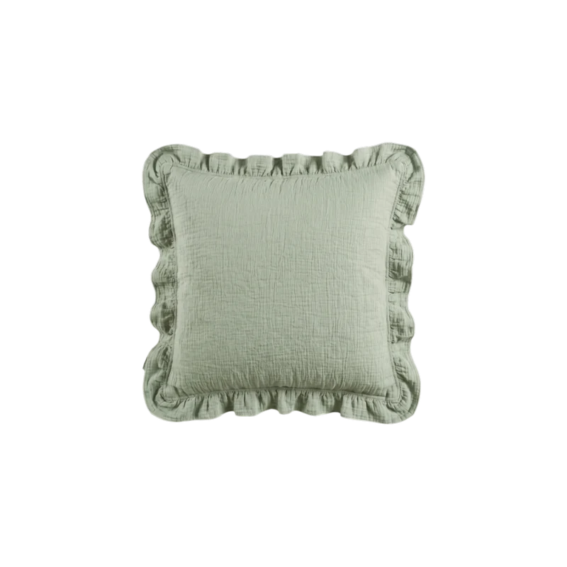Housse de coussin à volants - Gaze de coton