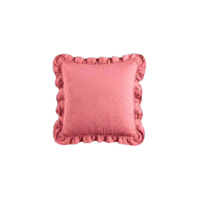 Housse de coussin à volants - Gaze de coton