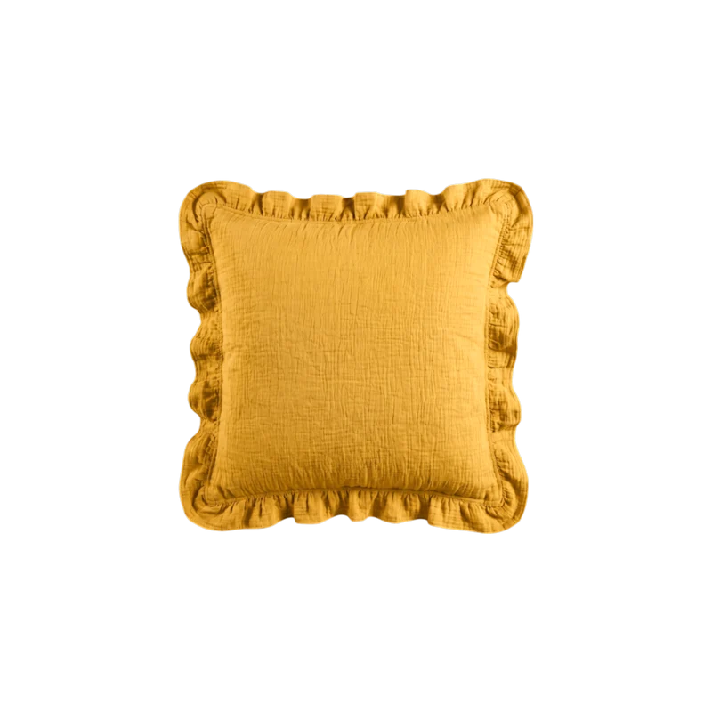 Housse de coussin à volants - Gaze de coton