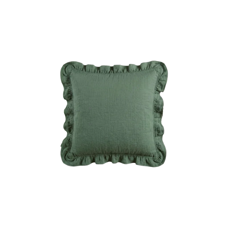 Housse de coussin à volants - Gaze de coton