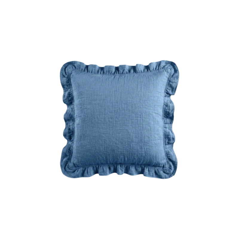 Housse de coussin à volants - Gaze de coton