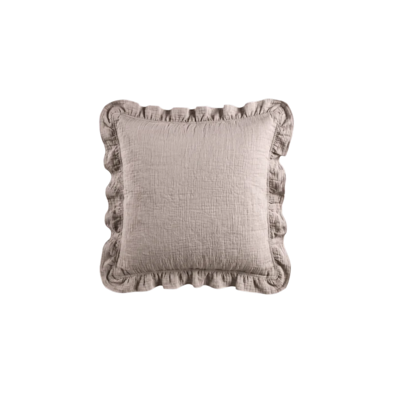 Housse de coussin à volants - Gaze de coton