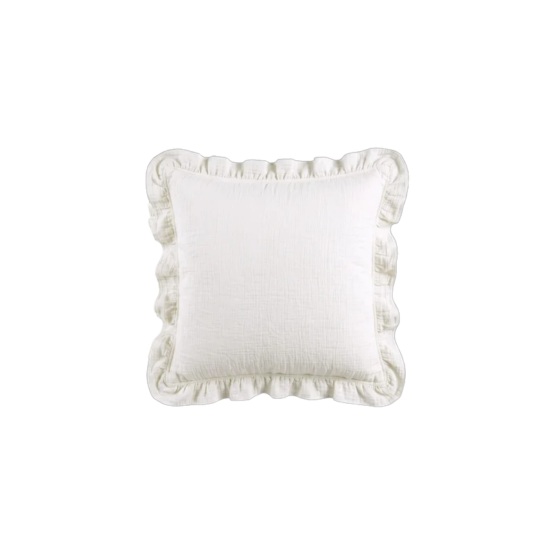 Housse de coussin à volants - Gaze de coton