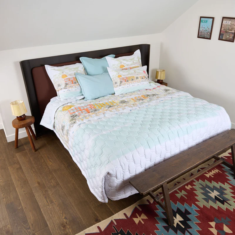 Couvre-lit matelassé Nice - Percale de coton 120 fils