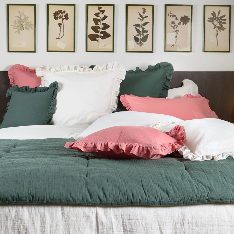 Taie d'oreiller Entre Deux - Gaze de coton et percale de coton