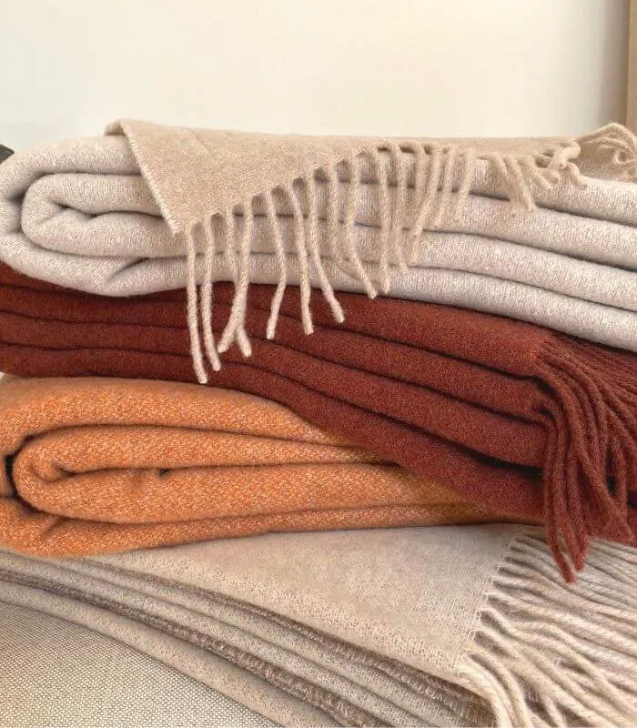 Plaid Cachemire et Laine Reversible Orange et Beige 130 X 170 cm - Collection VENICE