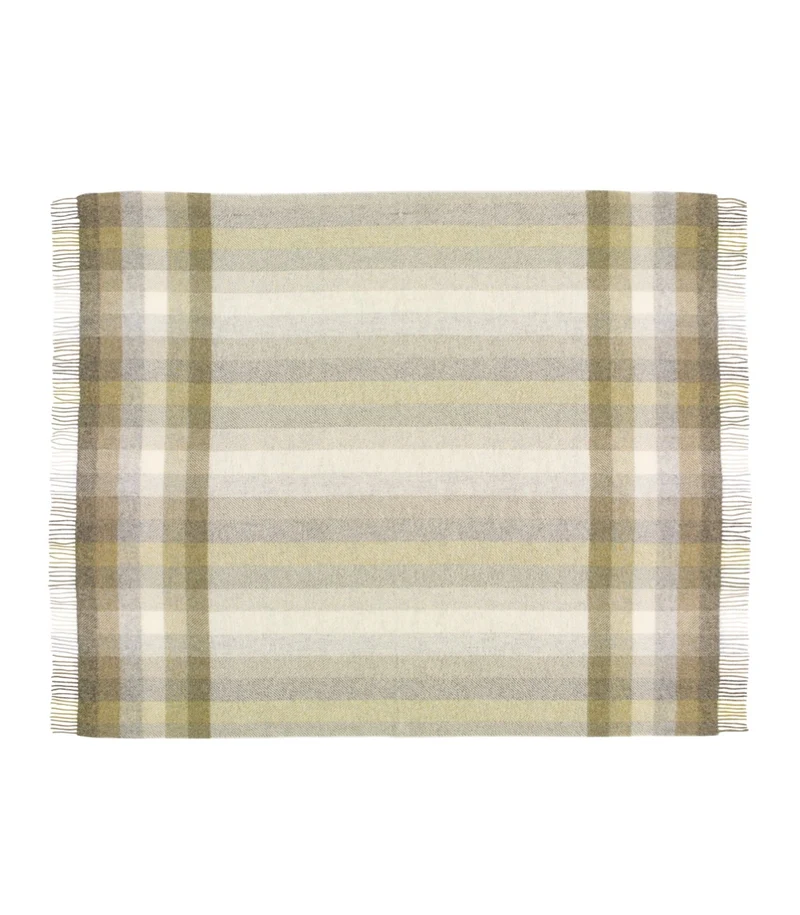 Plaid Laine Pure Laine Vert Sauge - Collection Country 140X185 cm