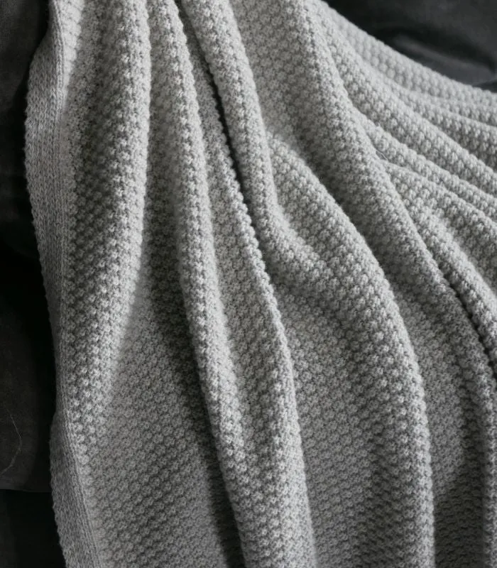 Plaid Cape Cod Gris Laine Tricoté 130 X 180 cm