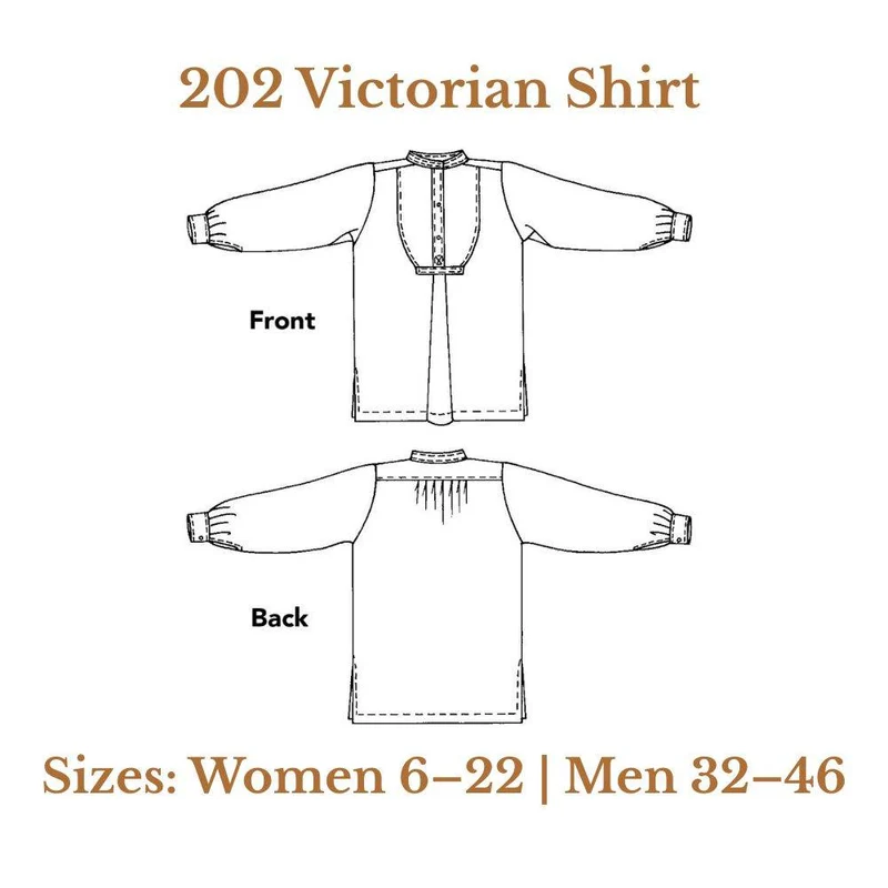 PATRON DE COUTURE PDF | 202 Chemise victorienne | Folkwear | UNISEXE