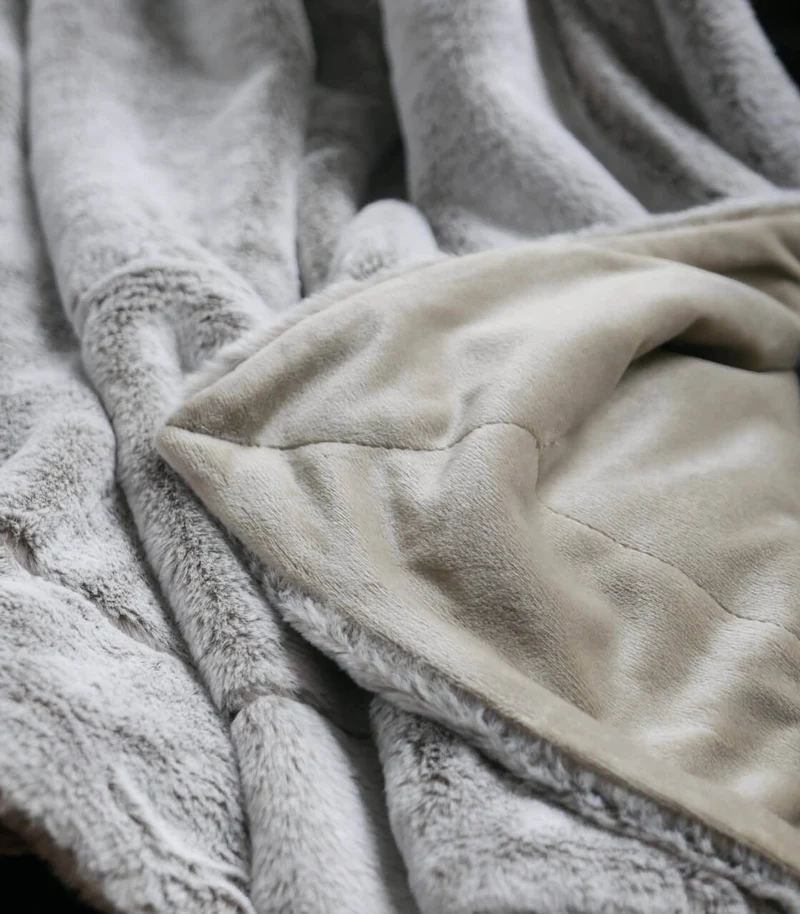 Plaid Fausse Fourrure Naturel Beige 130 X 160 cm
