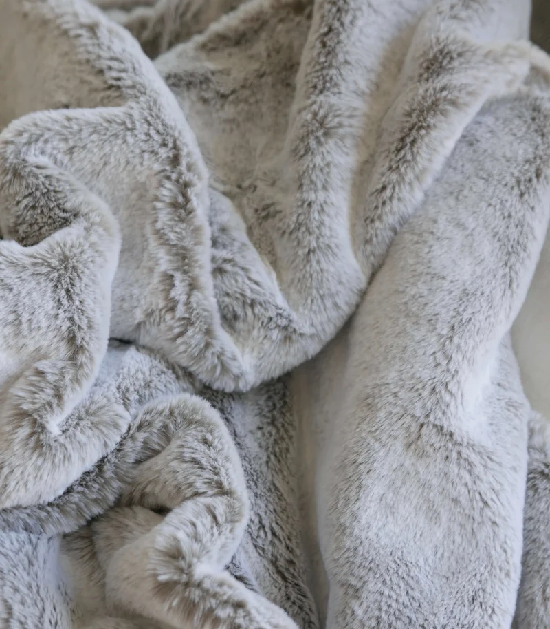 Plaid Fausse Fourrure Naturel Beige 130 X 160 cm