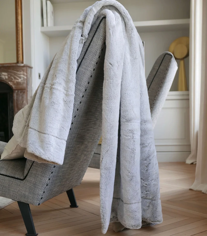 Plaid Fausse Fourrure Naturel Beige 130 X 160 cm