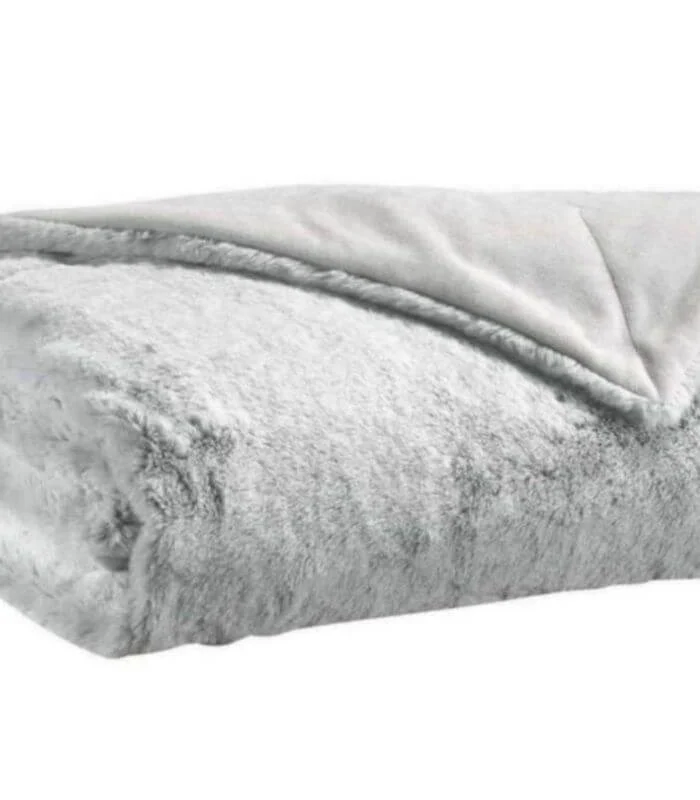 Plaid Fausse Fourrure Gris Perle 130X160 cm