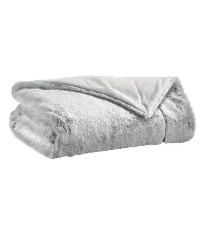 Plaid Fausse Fourrure Gris Perle 130X160 cm