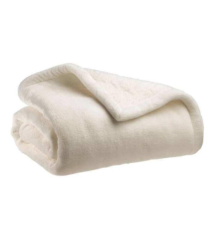Plaid Cocooning Effet Mouton Blanc Cassé - Choix de tailles