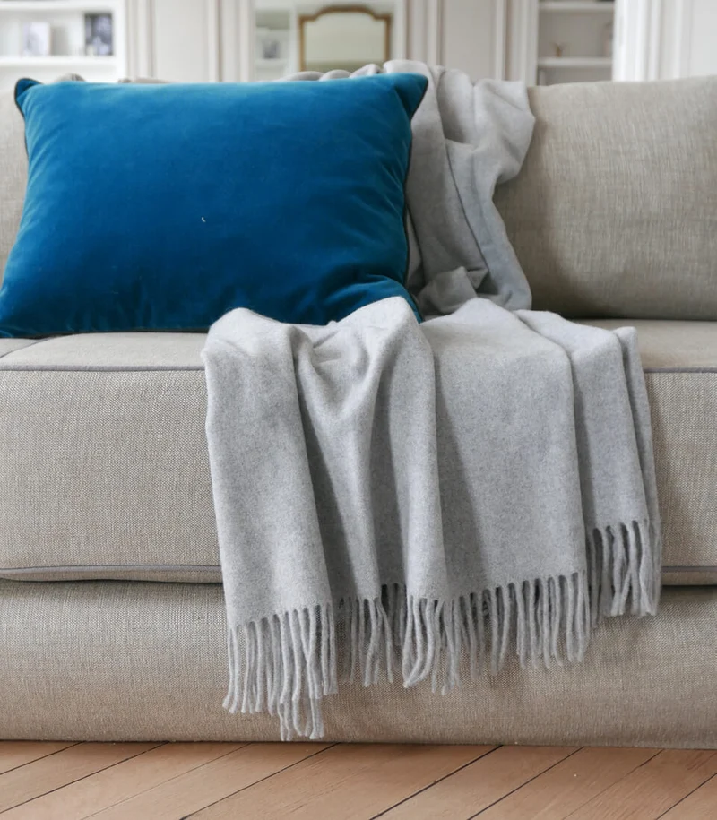 Plaid 100% Cachemire Gris 140 X 210 cm