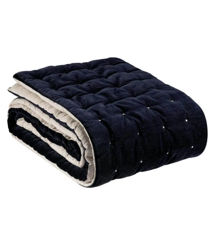Chemin de lit Velours ELISE Bleu Cobalt 90 X 240 cm