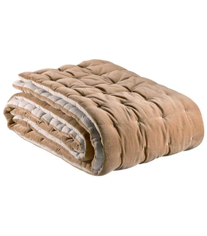 Chemin de lit Velours ELISE Camel 90 X 240 cm