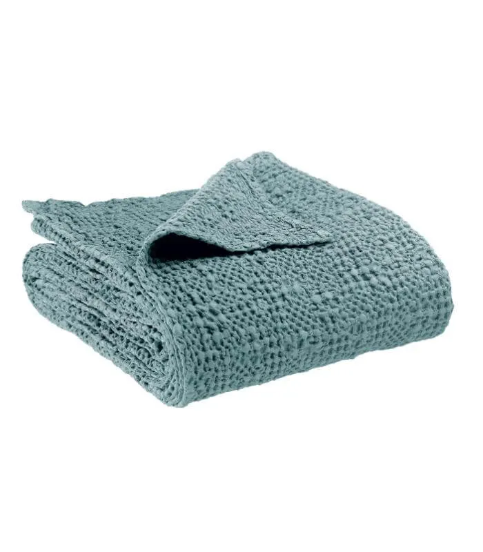 Jeté de canapé/ Couvre-lit 100% coton TANA Bleu Alizée