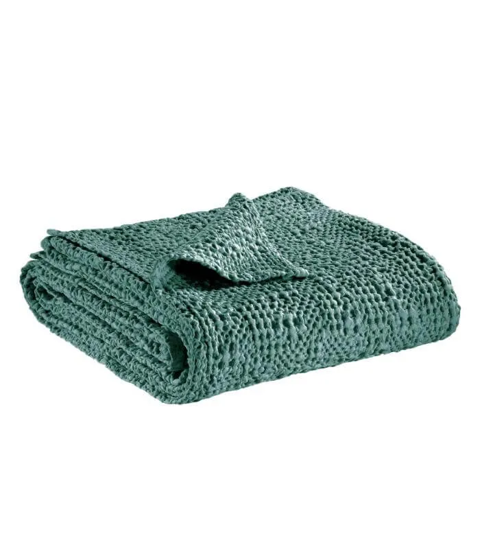 Jeté de canapé/ Couvre-lit 100% coton TANA Vert de Gris