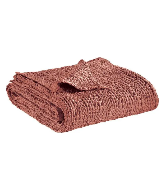 Jeté de canapé/ Couvre-lit 100% coton TANA Rose