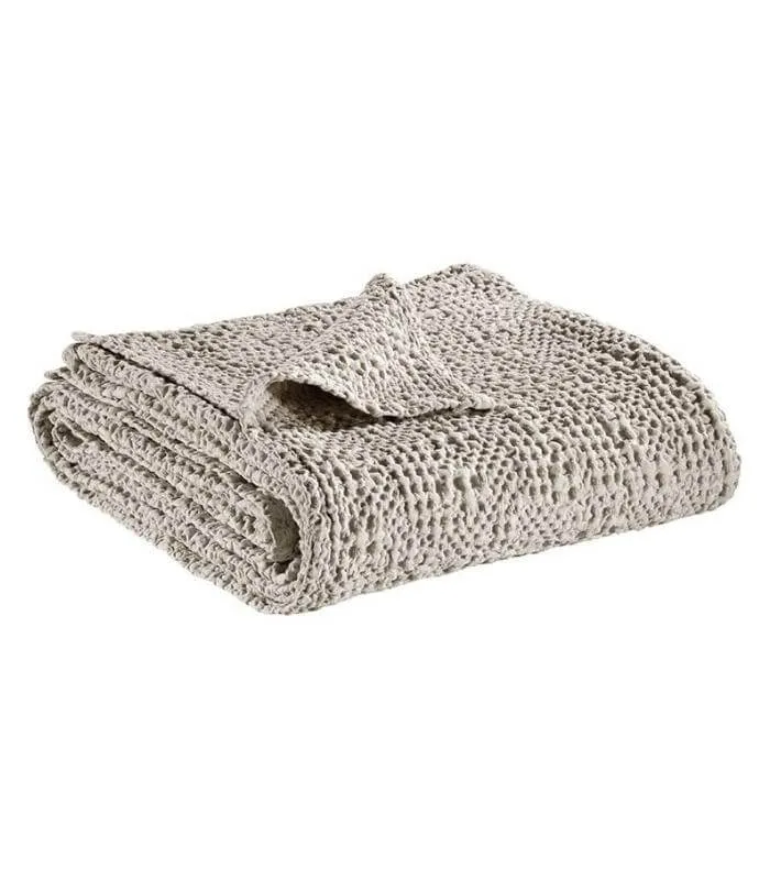 Jeté de canapé/ Couvre-lit 100% coton TANA Beige Lin