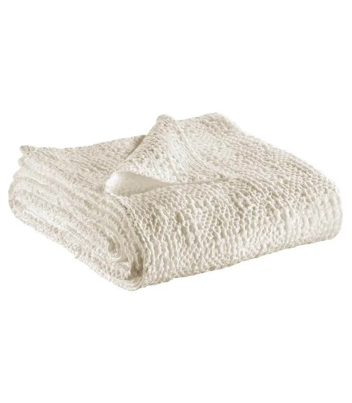 Jeté de canapé/ Couvre-lit 100% coton TANA Blanc Craie