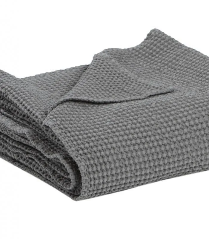 Jeté de canapé/ Couvre-lit 100% coton MAIA Gris Foncé