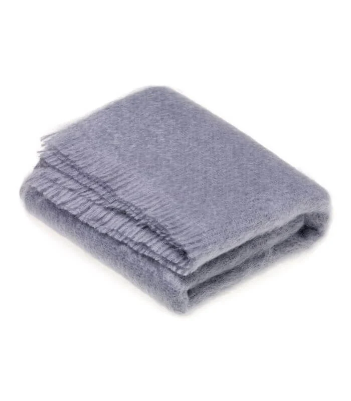 Plaid Mohair Bleu Gris Luxe 140 X 180 cm