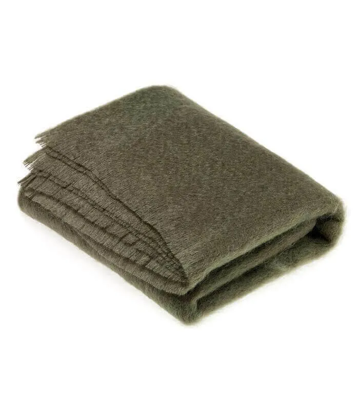 Plaid Mohair Vert Kaki Luxe 140 X 180 cm