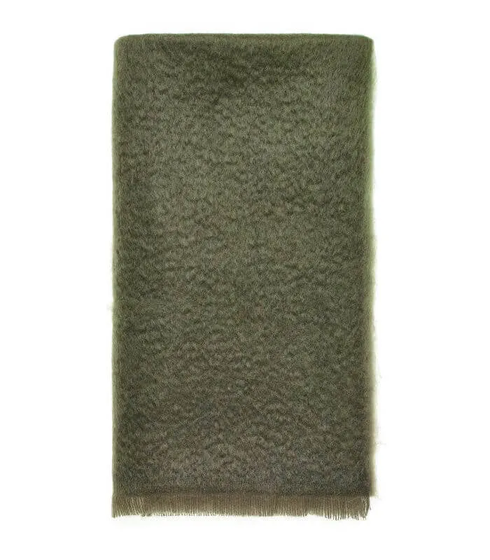 Plaid Mohair Vert Kaki Luxe 140 X 180 cm