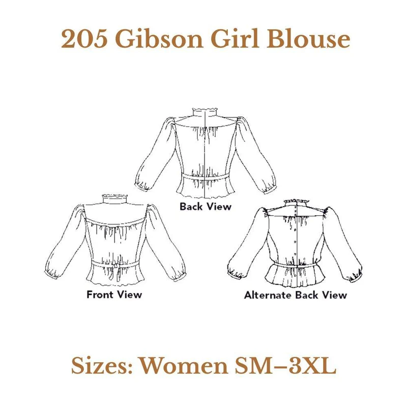 PATRON DE COUTURE PDF | 205 Blouse Gibson Girl | Folkwear