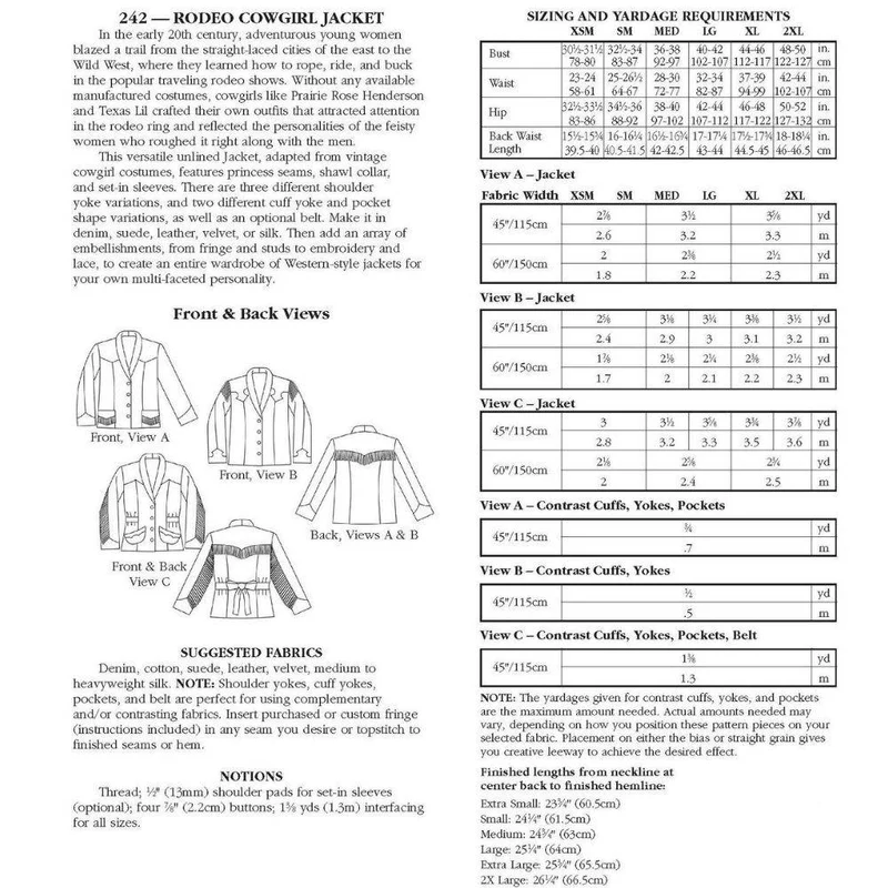 PATRON DE COUTURE PDF | 242 Veste Rodeo Cowgirl | Folkwear
