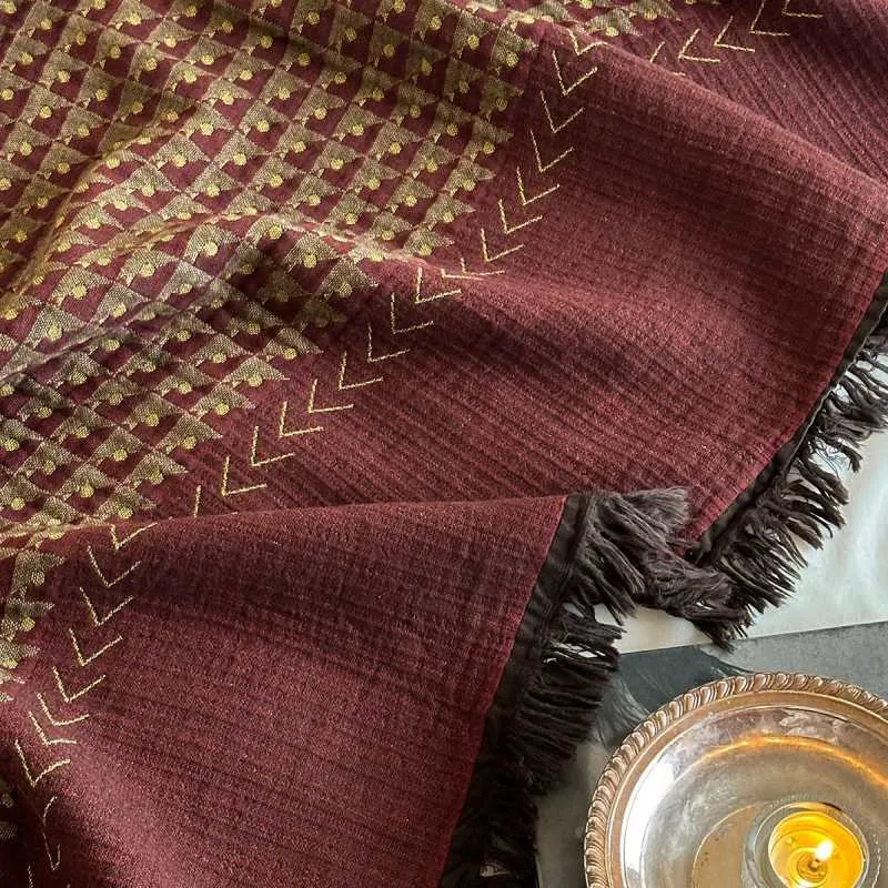 Couverture Plaid Doux Tissé Jacquard Carreaux Rétro 140*190 cm