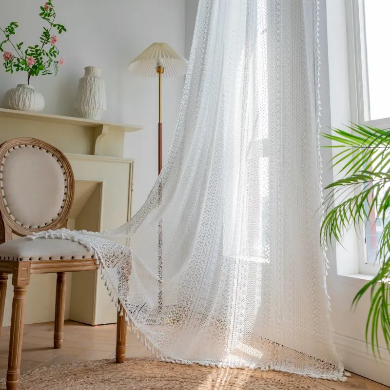 Rideau Tamisant Passe Tringle Motif 140 x H260 cm Blanc Beige