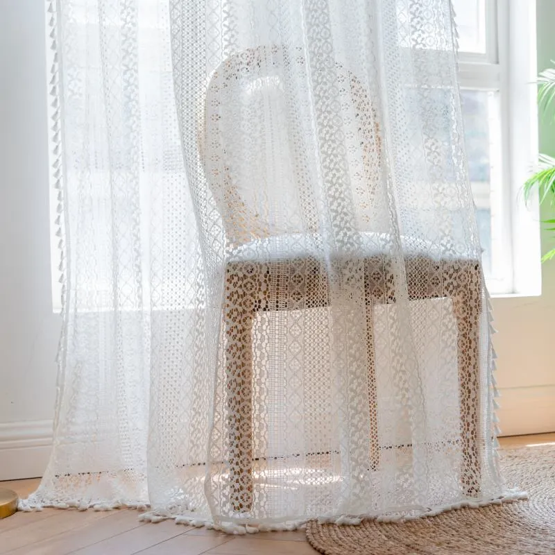 Rideau Tamisant Passe Tringle Motif 140 x H260 cm Blanc Beige