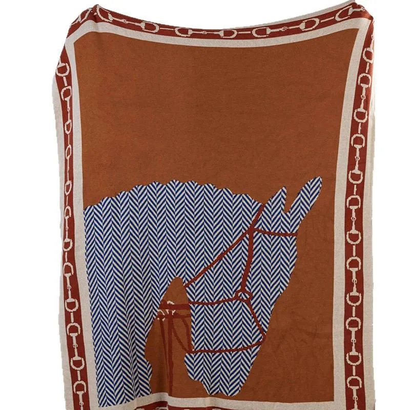 Plaid Doux Tissé Cheval Orange 130*160 cm