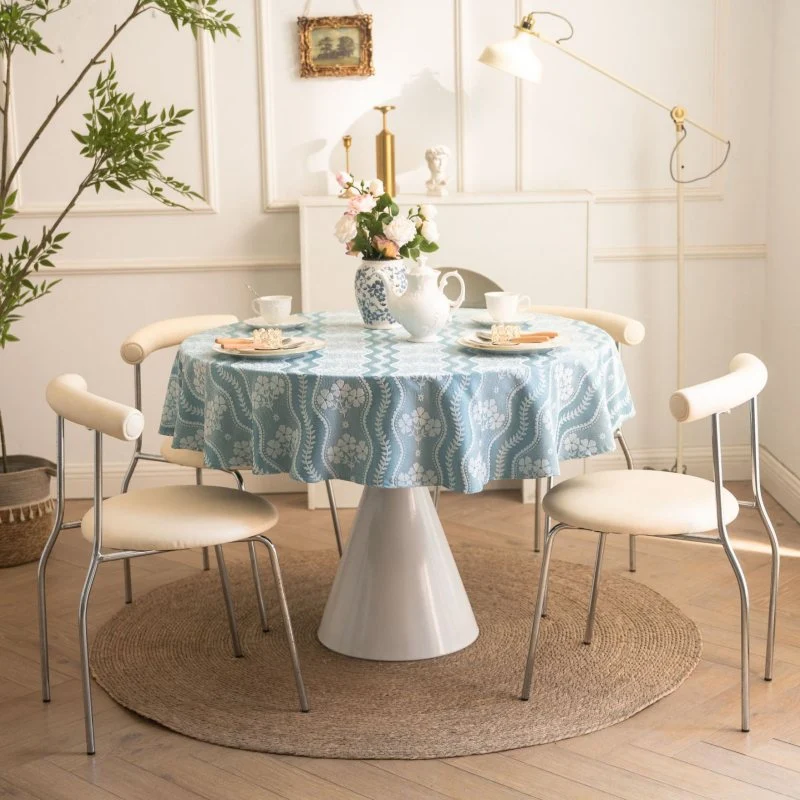 Nappe Jacquard Ronde 180 cm Bleu