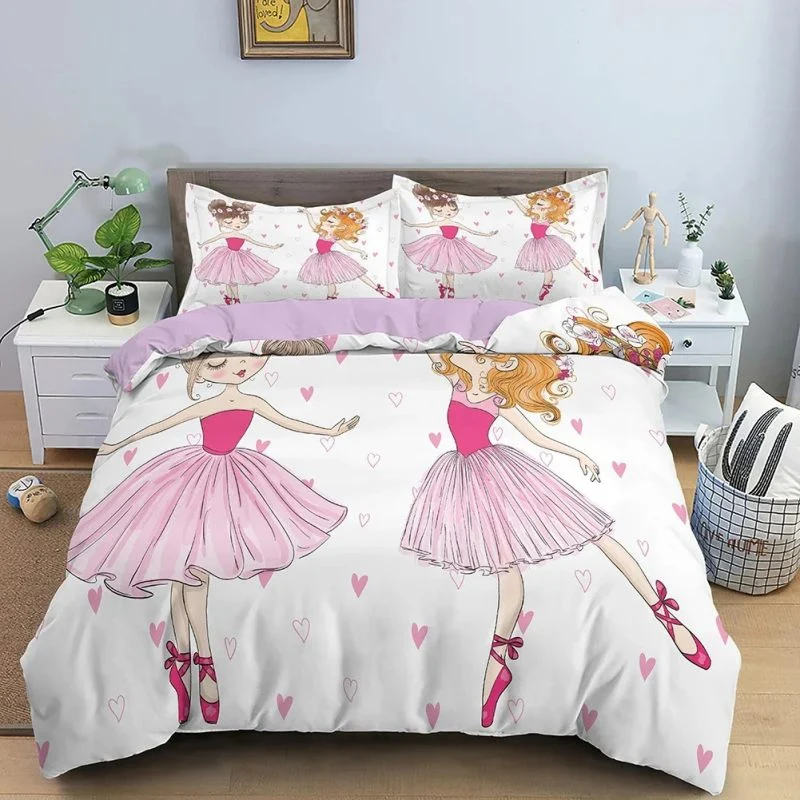 Housse de Couette et Deux Taies Ballet Girl Rose (200 cm)