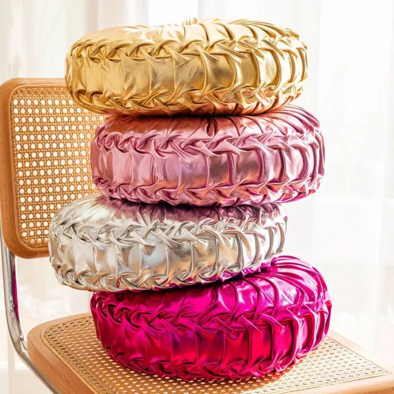 Coussin de Canapé Rond Plissé Brillant 35 cm