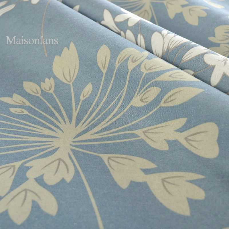 Rideau Occultant Fleur Blanc Imprimé Bleu 200x260cm