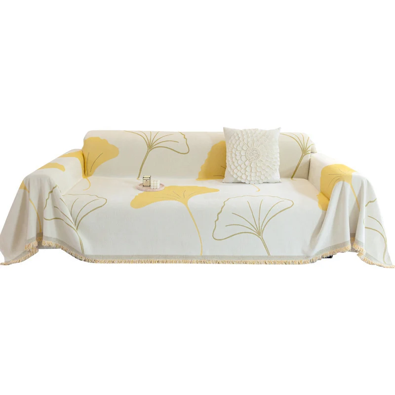 Couverture de Canapé en Chenille Ginkgo Jaune