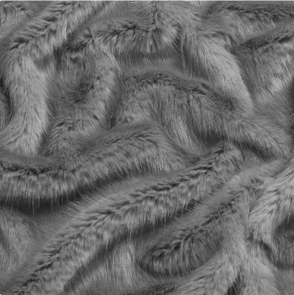 Boutique tissu Fausse fourrure ameublement mètre (tissée) luxe rideau Plaid gris