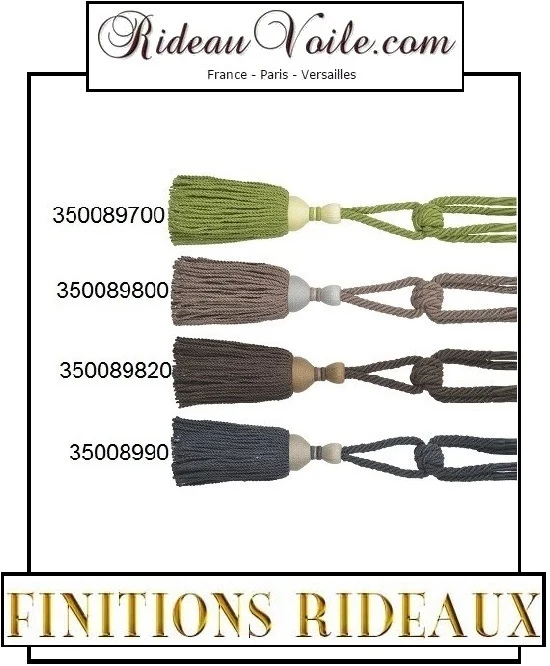 Rideauvoile boutique Passementerie embrasse gland finition de rideau luxe bois lin