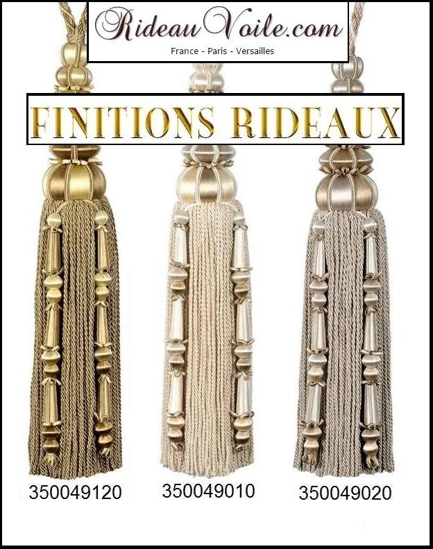 Passementerie embrasse gland rideau luxe bois perles soie - Tassel silk tie back curtain