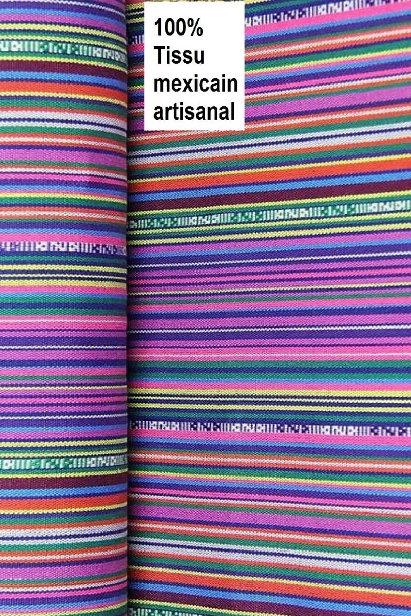 Stoff-kollektion Mexico Tissu en Coton à Rayures mexicaines au mètre rideau plaid