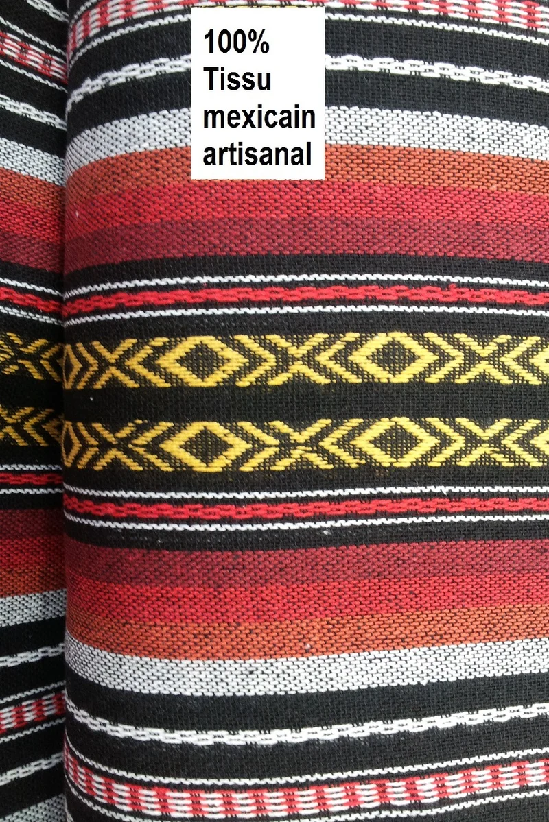 Tissu traditionnel ameublement décoration au mètre artisanat mexicain rideau plaid