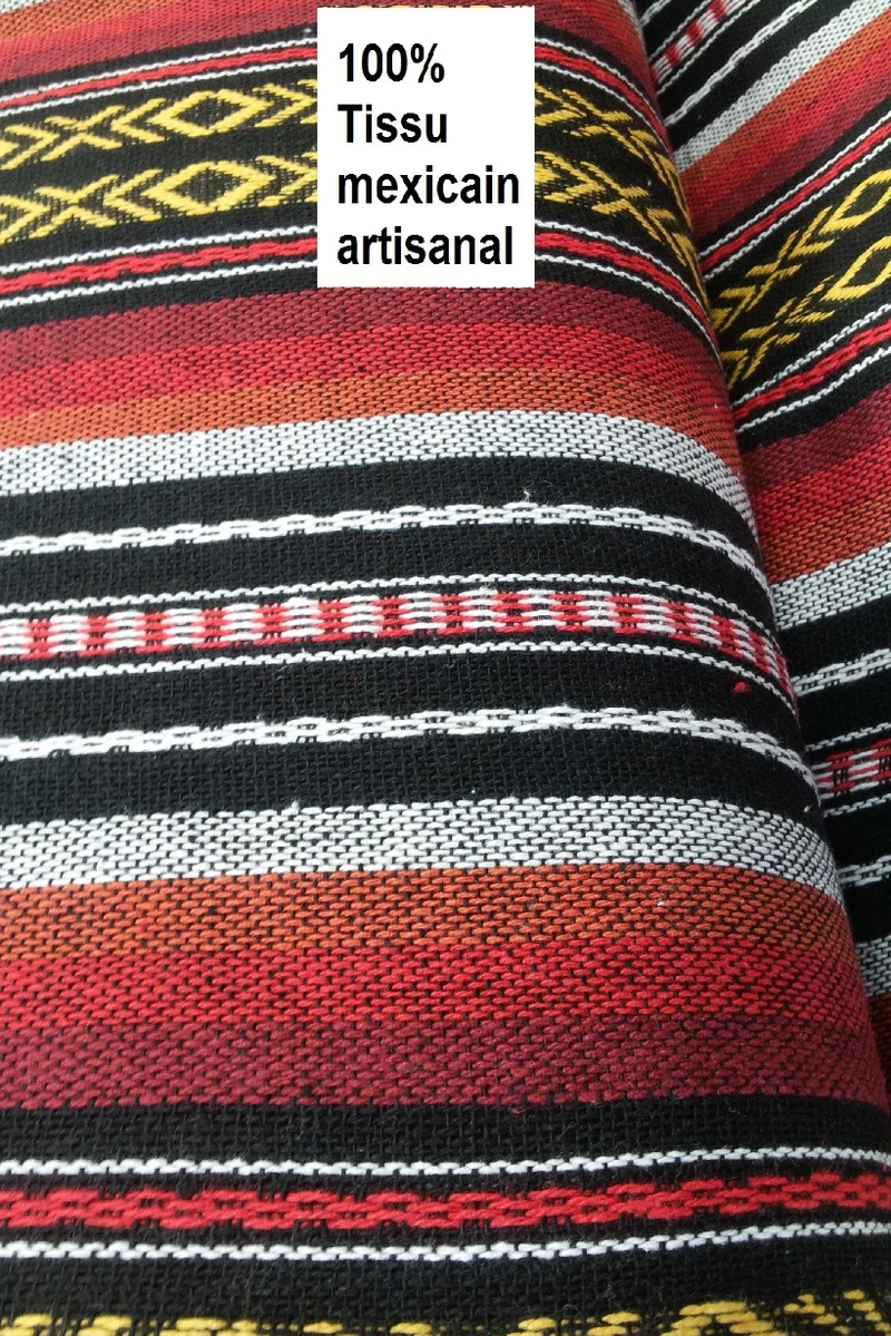 Tissu traditionnel ameublement décoration au mètre artisanat mexicain rideau plaid