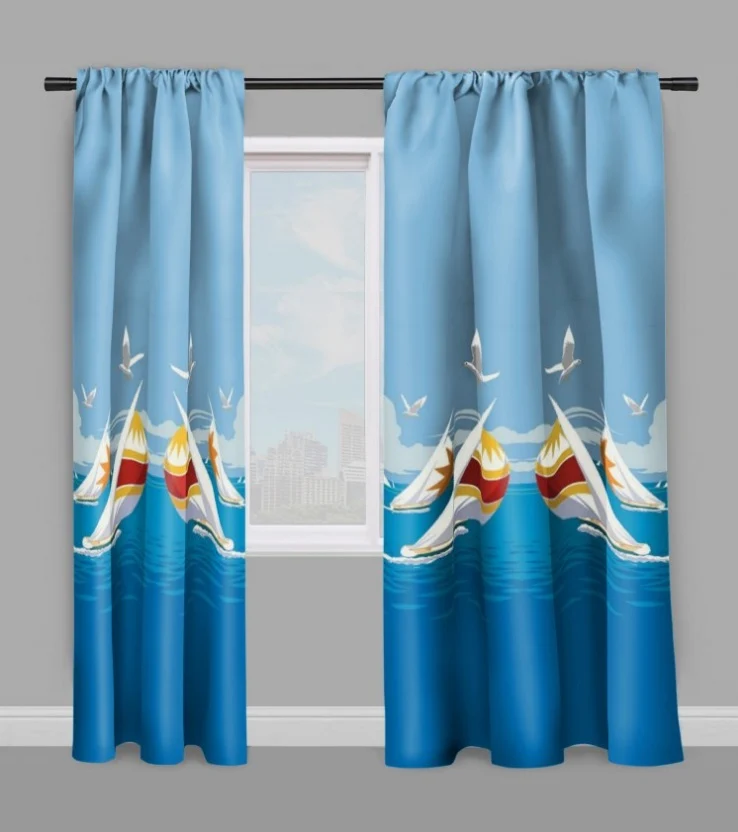 Boutique Paris tissu ameublement motif imprimé Marin bateau mer mètre rideau couette