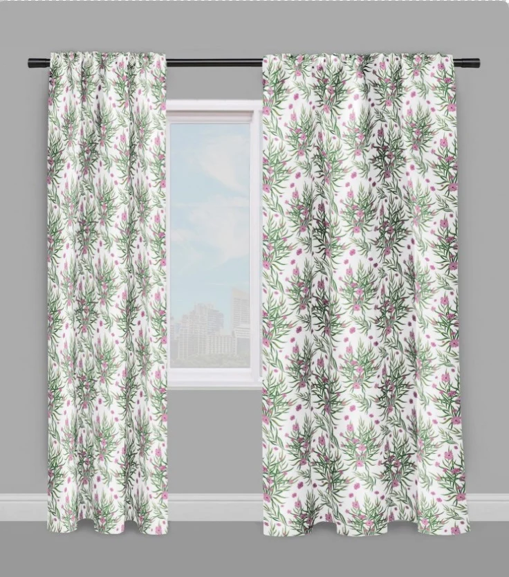 Tissu ameublement ignifugé occultant au mètre motif imprimé fleurs tapisserie